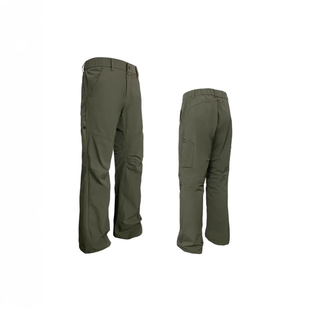 3D cut straight leg trousers with elastic waistband in five colour options showing contemporary deconstructed design