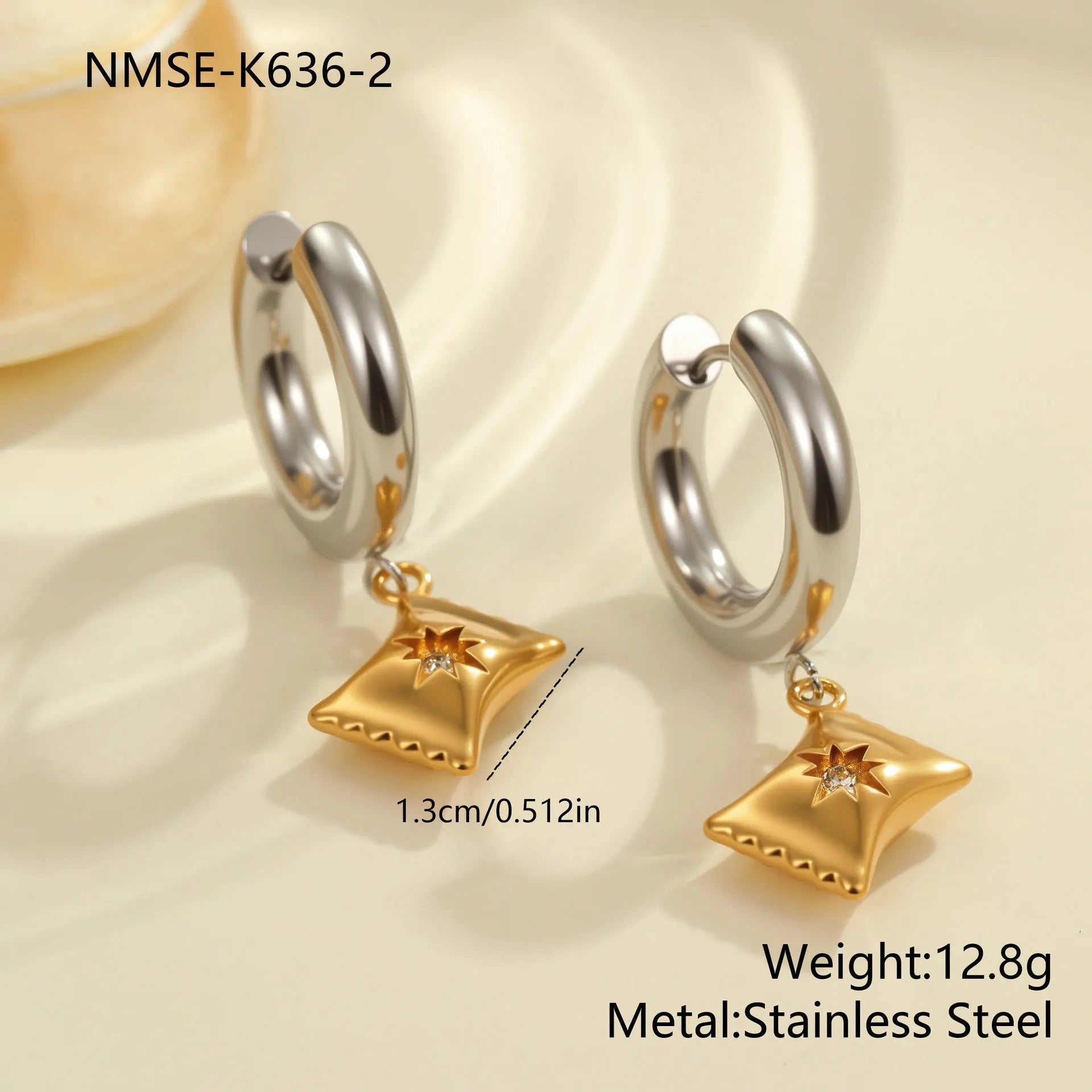Women's Christmas tree heart earrings stainless steel electroplated 18K gold geometric designs