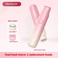 Electric hair trimmer unisex double-headed wet and dry use for armpit and private hair removal in gradually varied pink