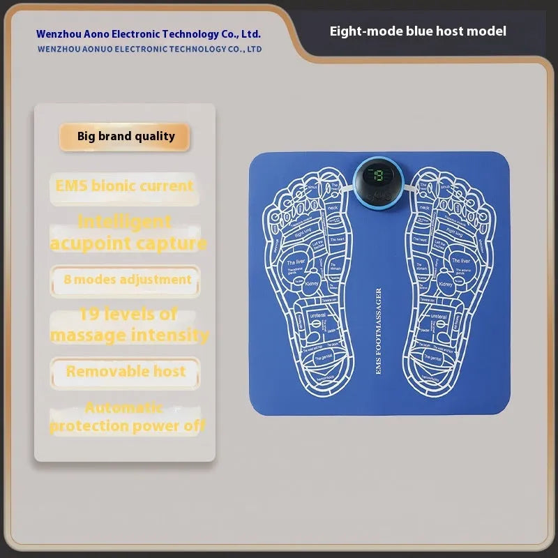 Reflexology foot massager mat with USB charging port and push-button controls