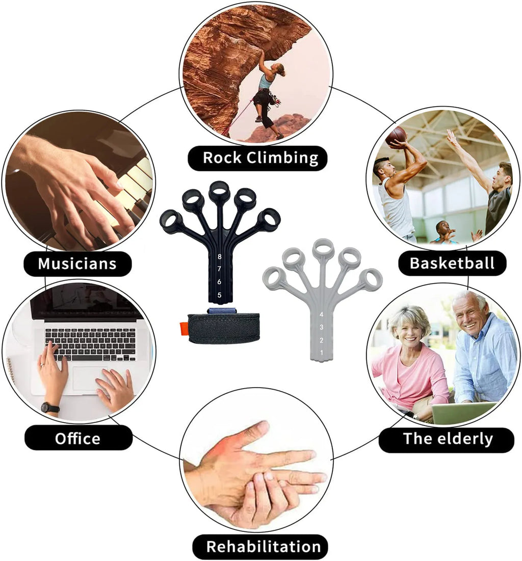 Silicone finger flexion extension trainer with adjustable belt for hand rehabilitation therapy