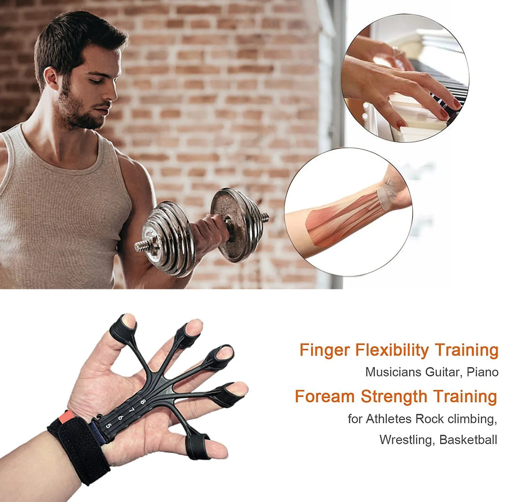 Silicone finger flexion extension trainer with adjustable belt for hand rehabilitation therapy