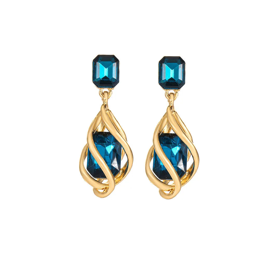 Retro creative women's stud earrings in alloy with irregular shape and KC gold finish, five colour options available