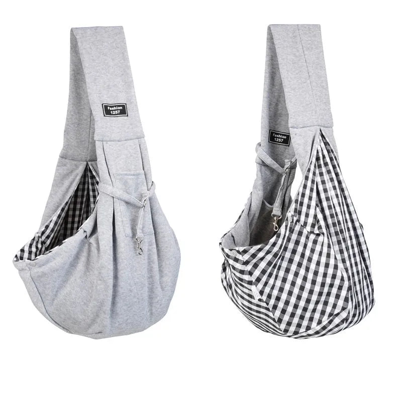 Foldable cat messenger backpack in a choice of colours, shown with adjustable strap and large main compartment.