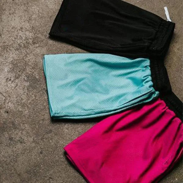Men's solid colour quick-drying mesh shorts for summer running and fitness activities