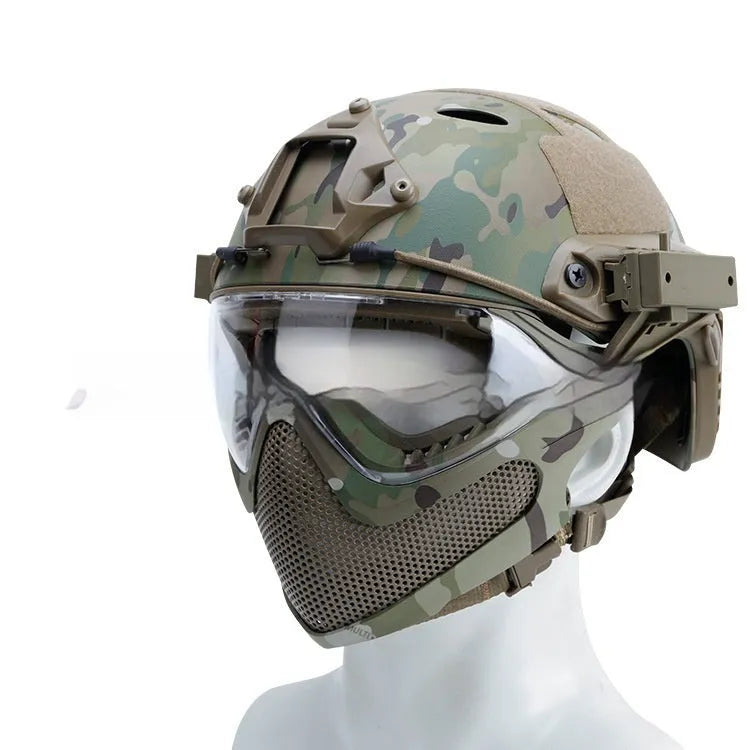 Simple loading and unloading ABS integrated mask helmet in solid black colour
