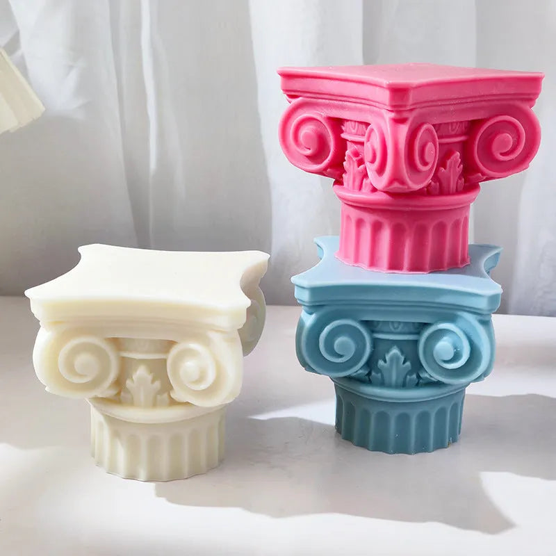 A flexible silicone mould in the shape of a stylised Roman pillar for multi-purpose crafting.