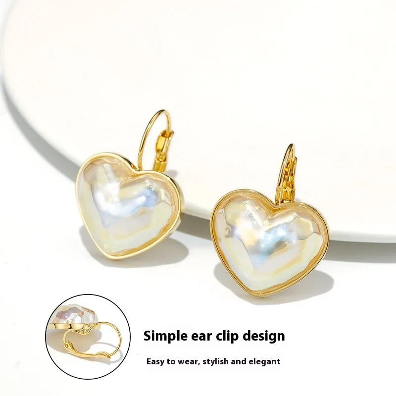 Gold colour alloy clip-on earrings for women with natural summer style