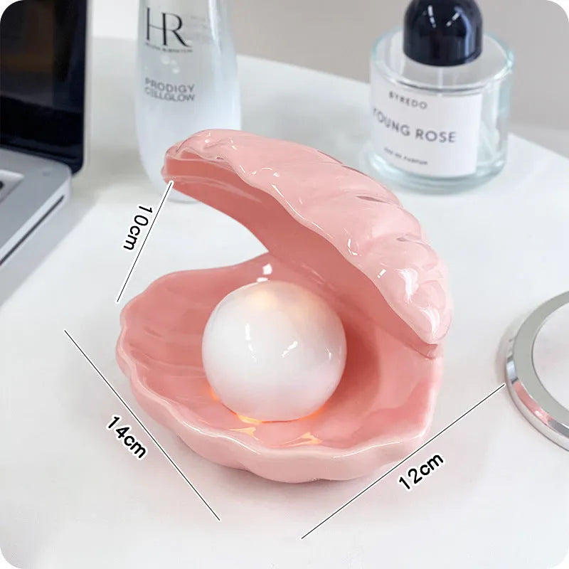 White porcelain decorative tray with optional small night light in pink or white colour options