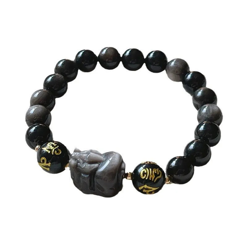 Men's silverstone bracelet with beaded design featuring zodiac and proverb elements