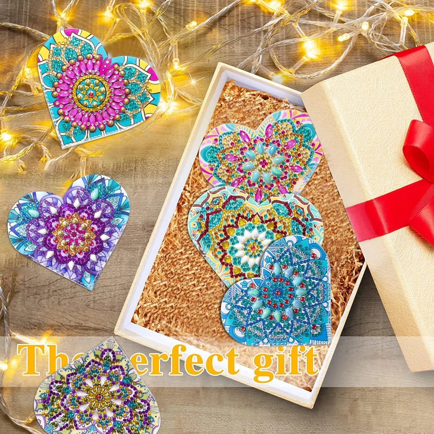Six PU leather bookmarks with crystal flower corner decorations in modern simplicity style