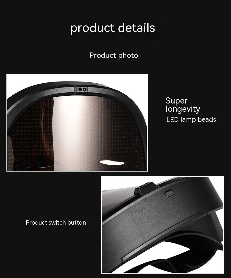 Full colour LED luminous face mask with gesture control and rechargeable battery for Halloween parties