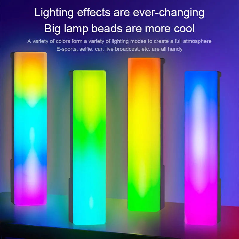 3D RGB voice-activated tabletop ambiance lamp in black or white shell with USB cable