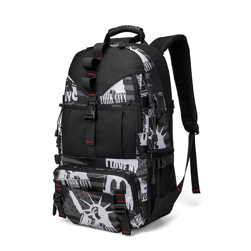 Men's waterproof Oxford cloth hiking backpack in multiple colour options with 56-75 litre capacity