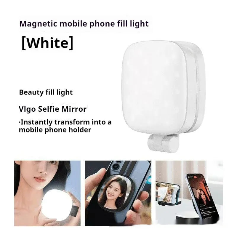 Black and white mobile phone magnetic selfie fill light with adjustable colour temperatures and dimming control