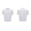 Men's slim-fit knitted polo shirt with an oblique zip in black, grey, or white.