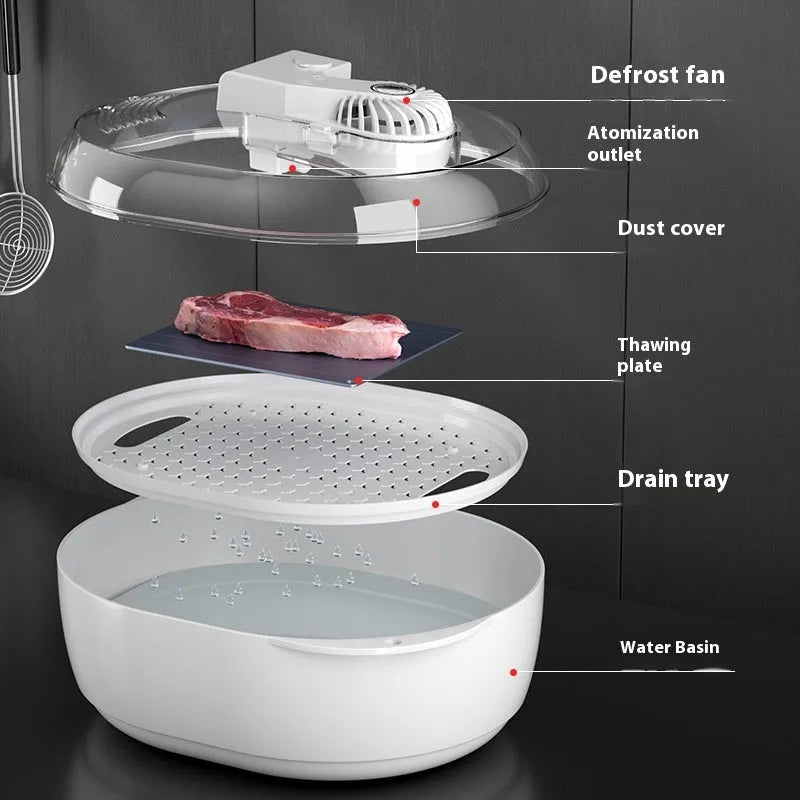 Aluminium household food defrosting plate with modern design and optional USB cable