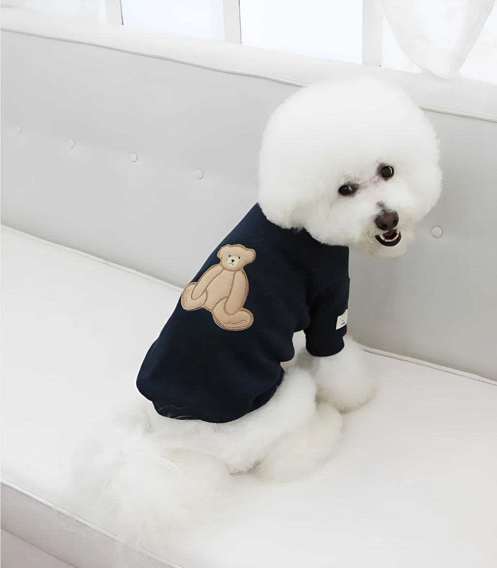 Cotton knitted pet sweater for dogs in white and navy blue sizes SM to 3XL