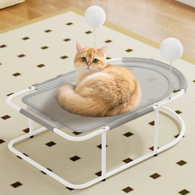 Large grey fabric kennel with breathable bracket frame for cats and puppies