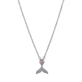 Women's S925 sterling silver fishtail pendant necklace on O-ring chain with geometric design
