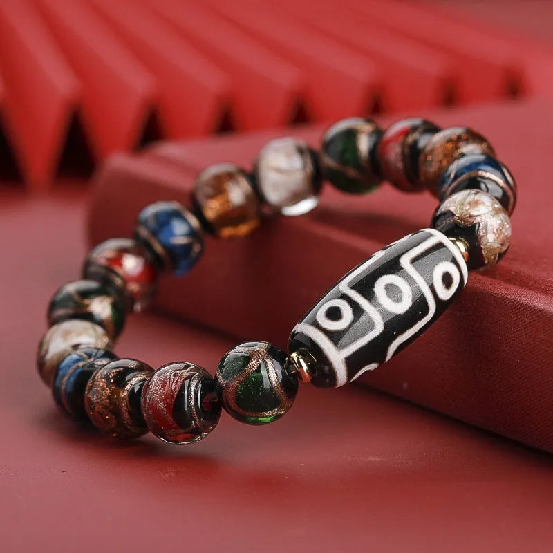 Chinese five-colour year snake lucky bracelet made from colourful coloured glaze beads