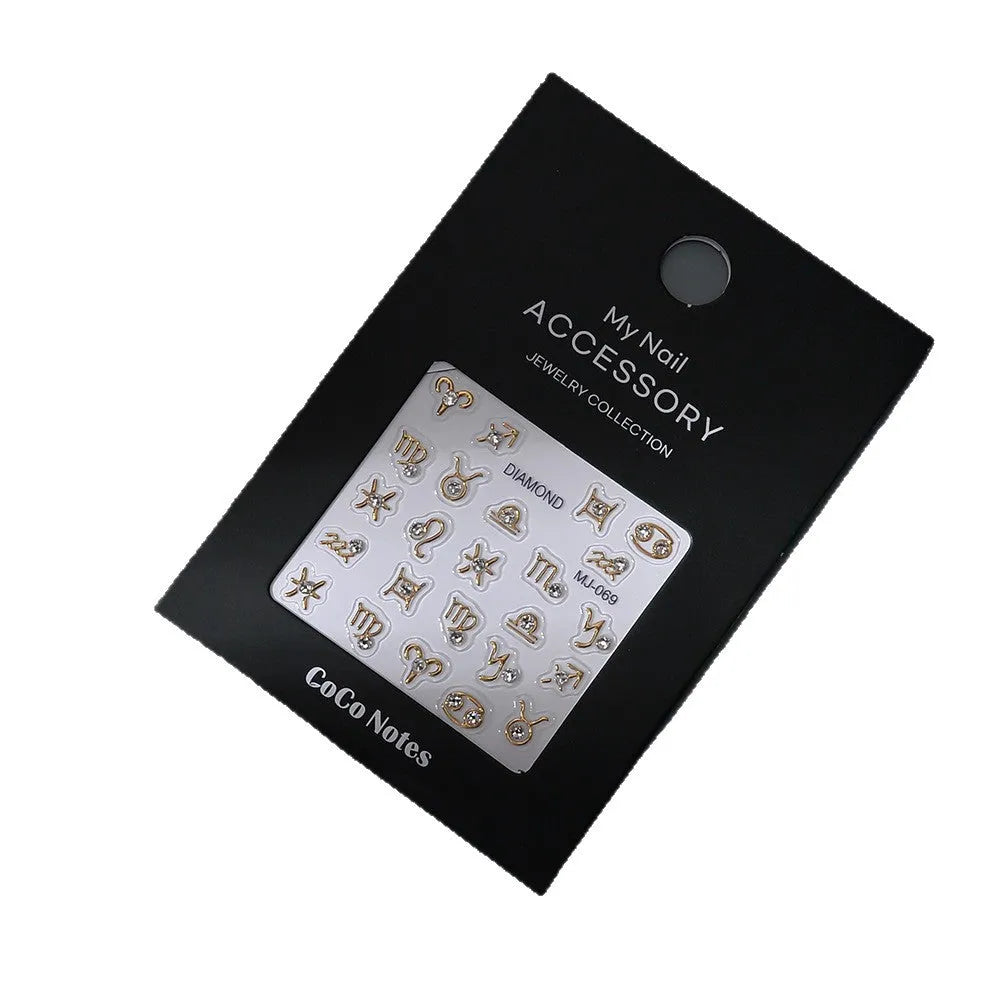 Constellation embossed adhesive relief nail sticker with ultra-thin seamless design in Hot Silver colour.