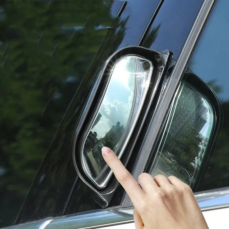 Black and white universal wide angle two-row convex car rear view mirror measuring 126mm