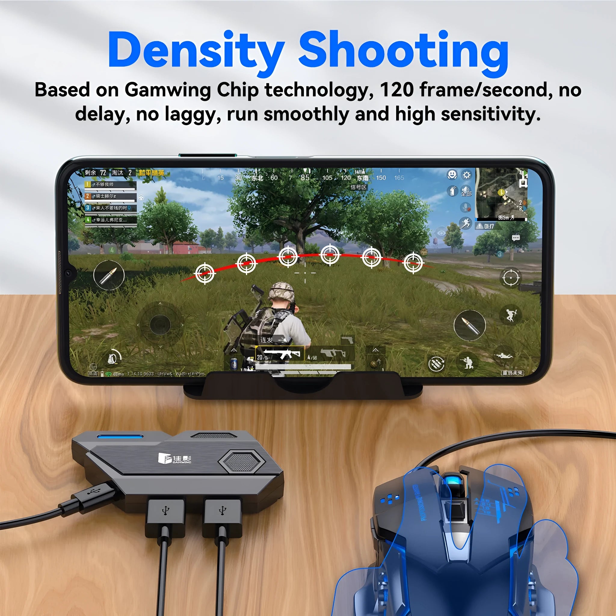 Gamwing keyboard mouse converter for mobile gaming with USB interface and ABS housing