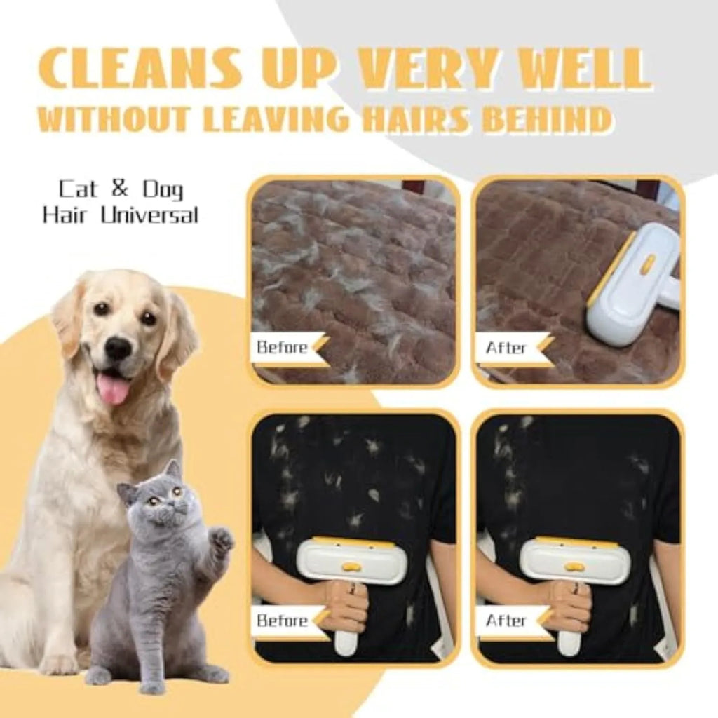 Yellow duck designed portable pet hair remover with polyester bristles for furniture and car seats