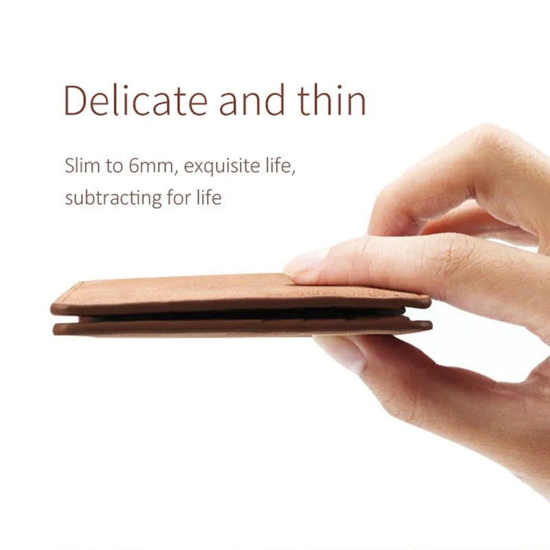 Slim men wallet 11 x 8.5 x 2 cm solid pattern black brown no zipper closure