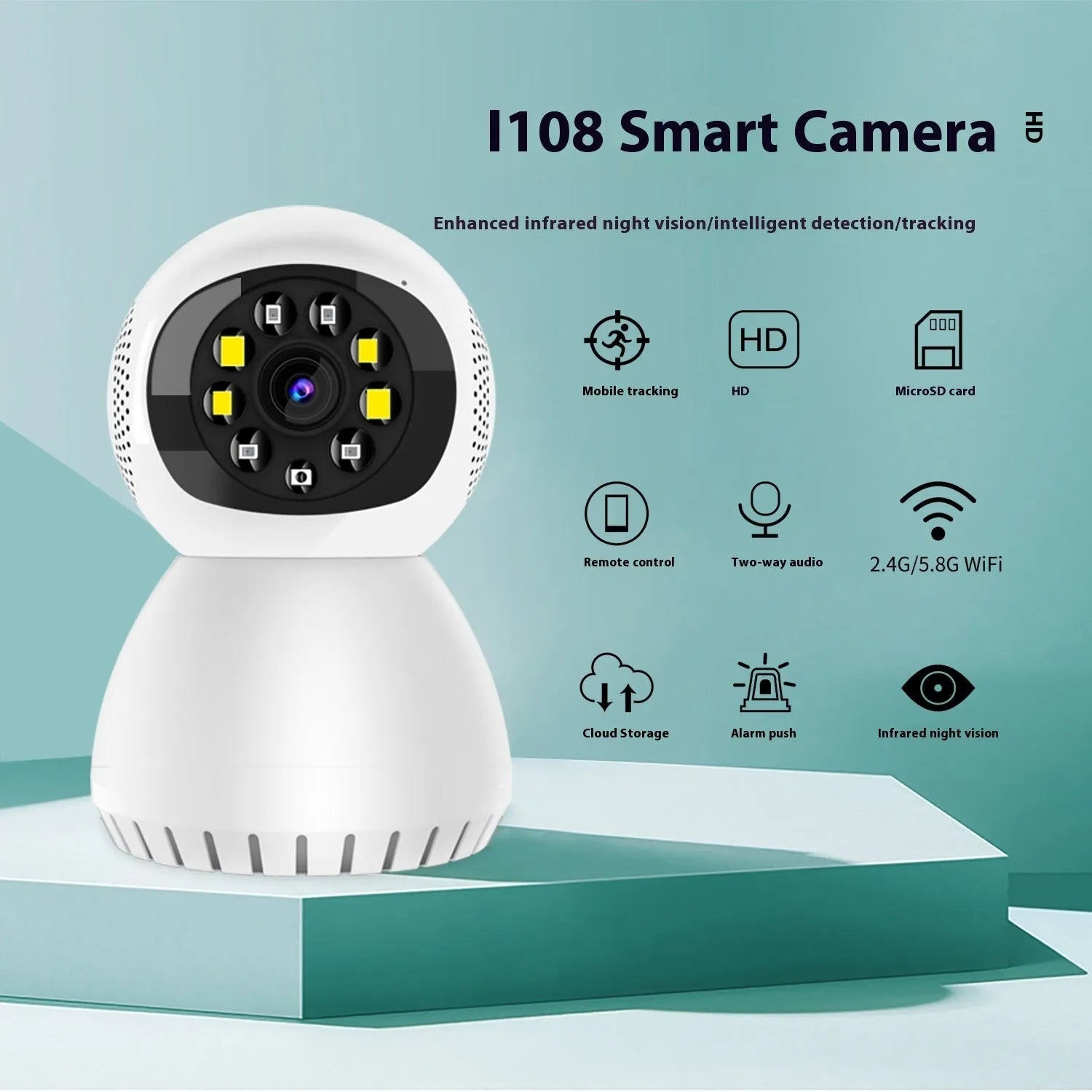Wireless monitor camera with dual-frequency wifi and 1080p HD video for home security