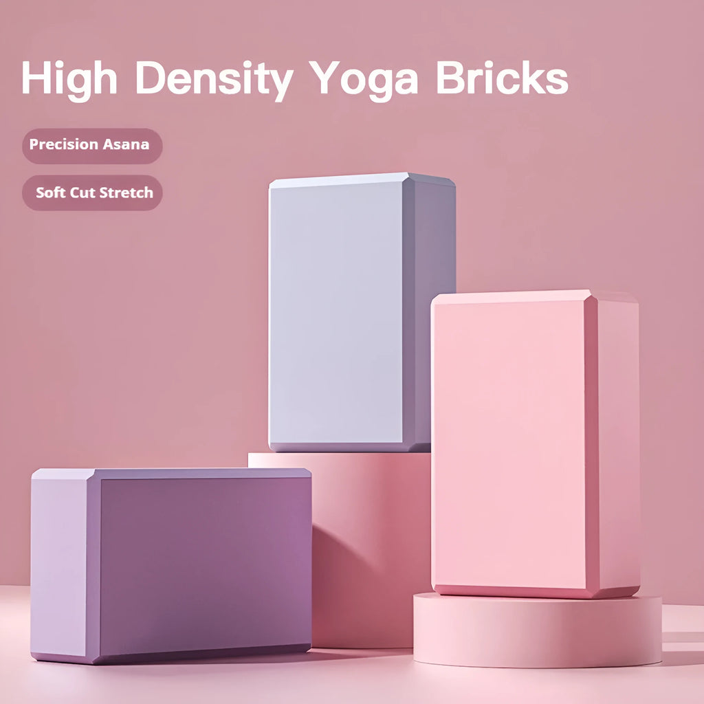 Solid colour EVA foam yoga block with golden ratio edges and grip ridges