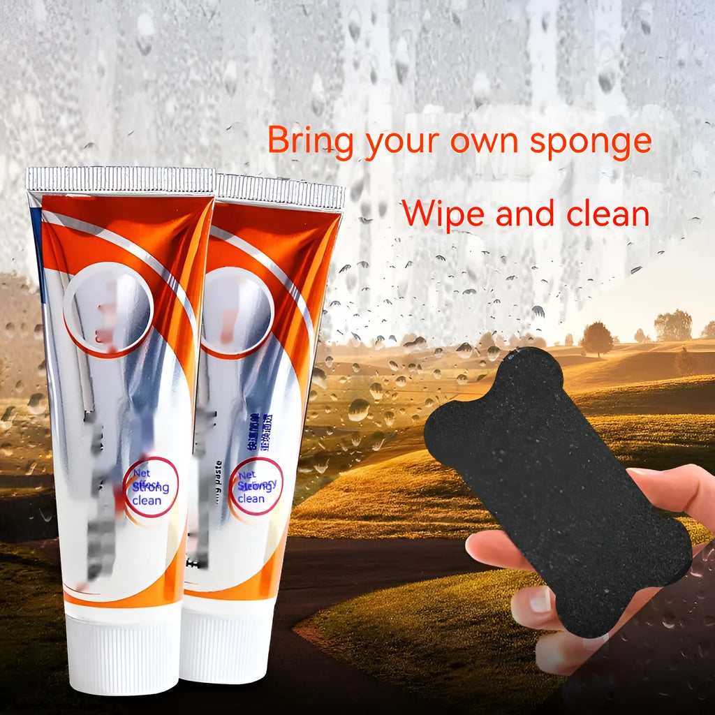 White 65ml car windshield cleaning paste bottle for removing oil stains from glass.