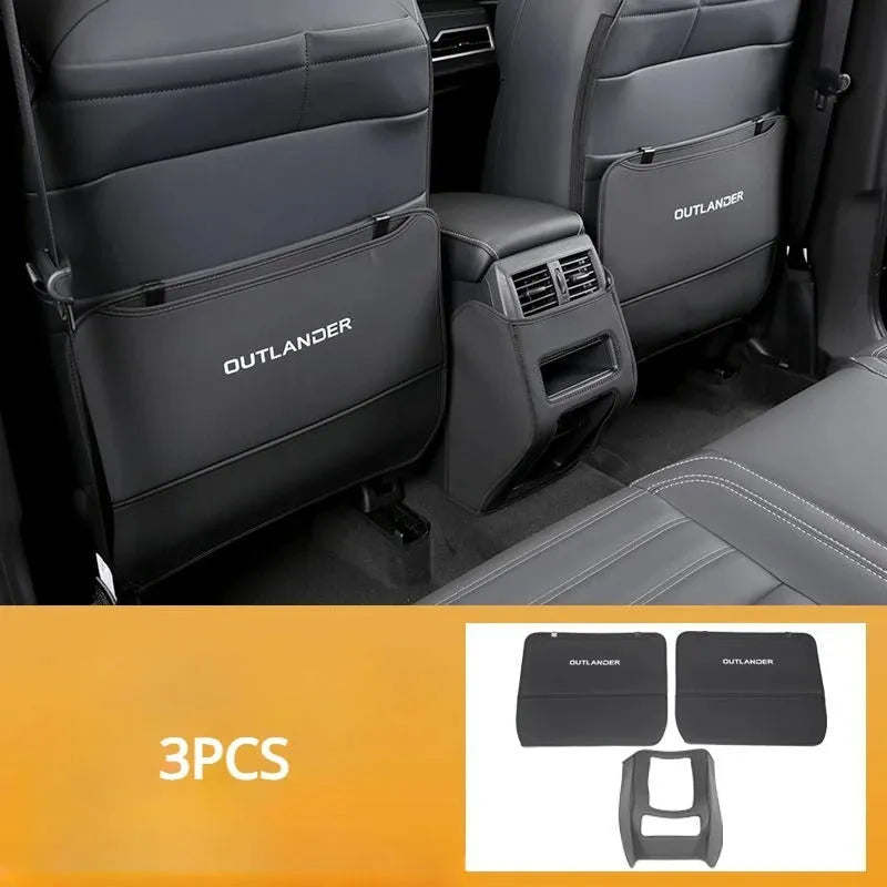 Three-piece leather anti-kick pad set for 2023 Mitsubishi Outlander seat protection