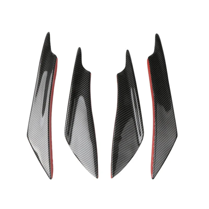 Carbon fibre pattern automotive bumper blade air knife spoiler kit with four ABS plastic components