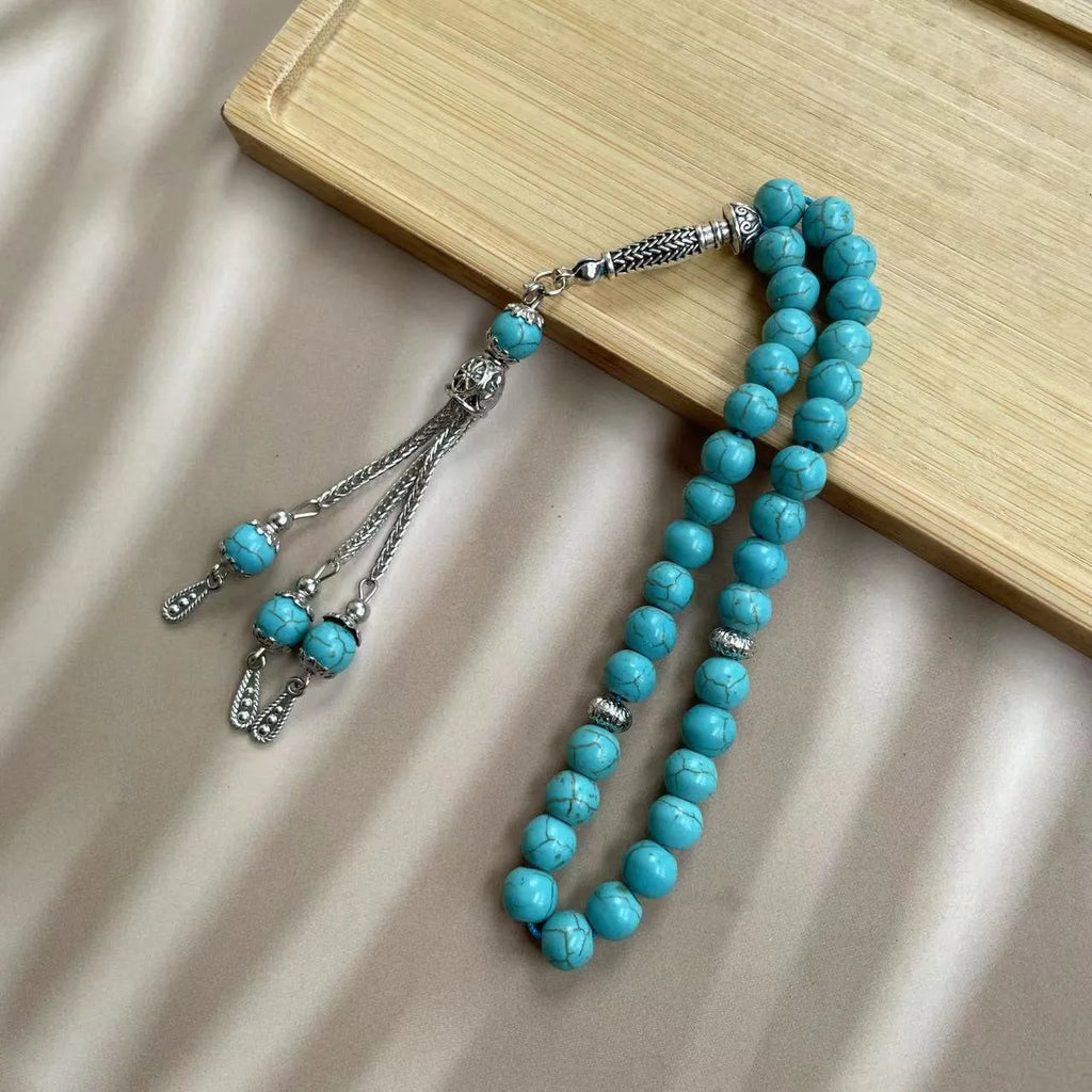 Sky blue stone Muslim prayer bracelet with 8mm beads for daily dhikr counting
