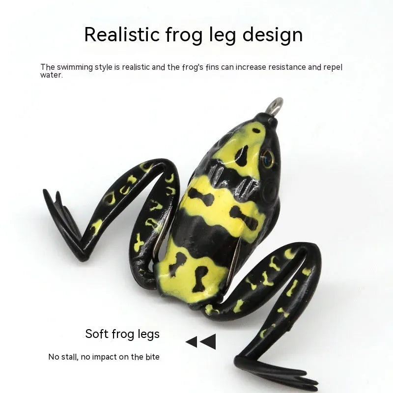 Bionic Real Thunder Frog Snake Head Luya fishing lure with double hooks in grass green colour