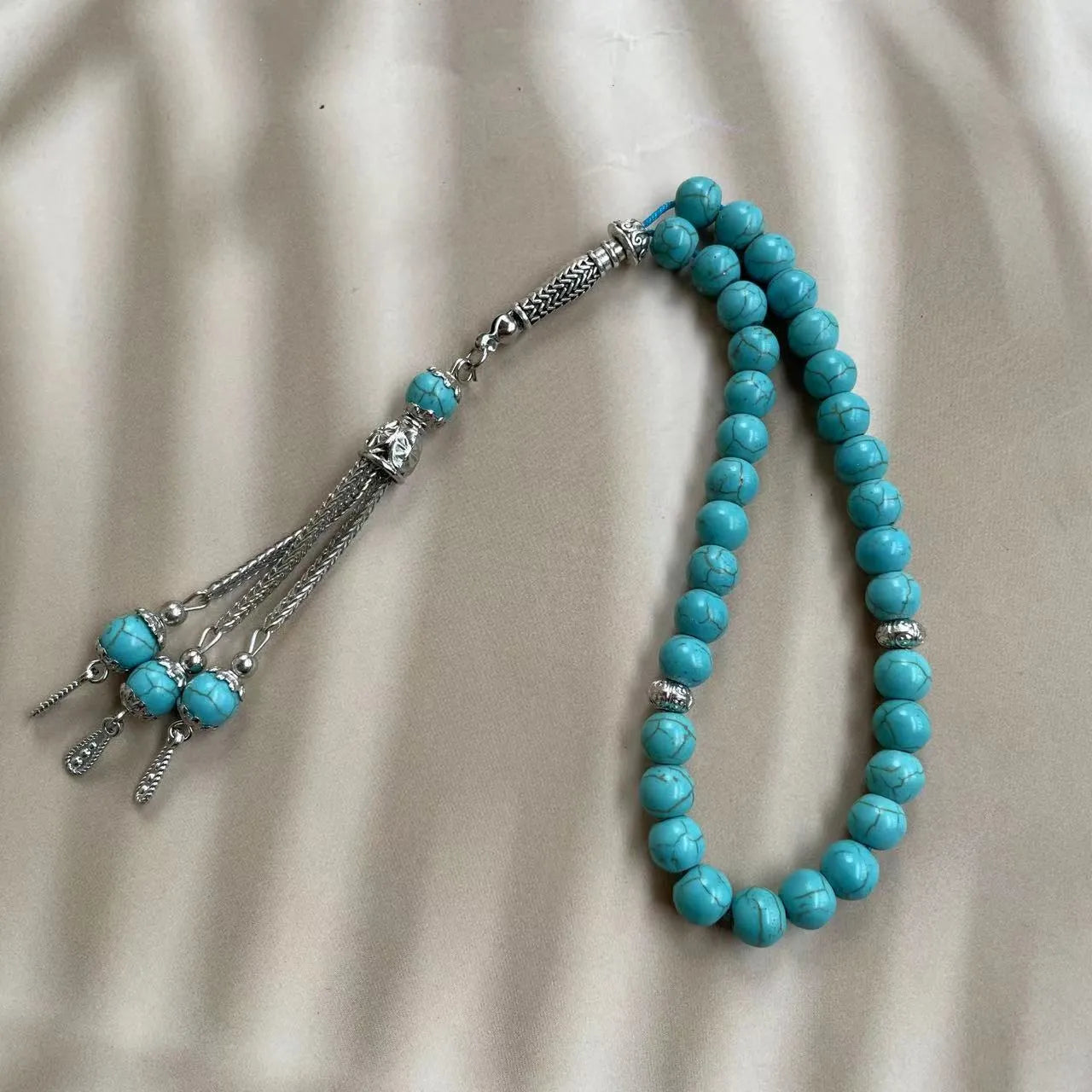 Sky blue stone Muslim prayer bracelet with 8mm beads for daily dhikr counting