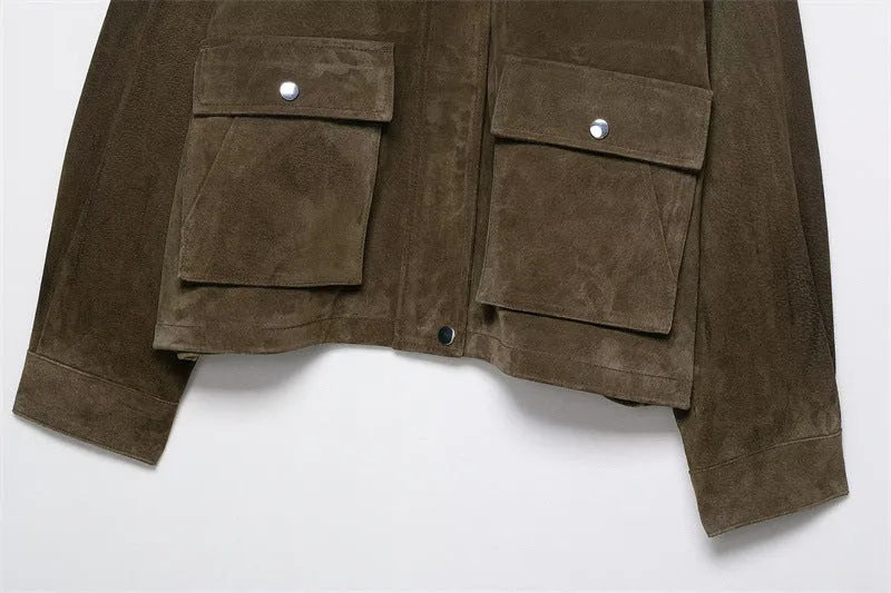 Women's casual PU leather jacket in pictured colour with regular fit and Asian sizing