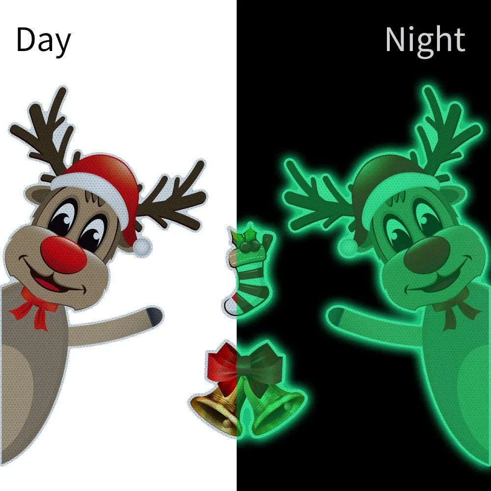Christmas elk bell cartoon design magnetic reflective bumper stickers for vehicle decoration