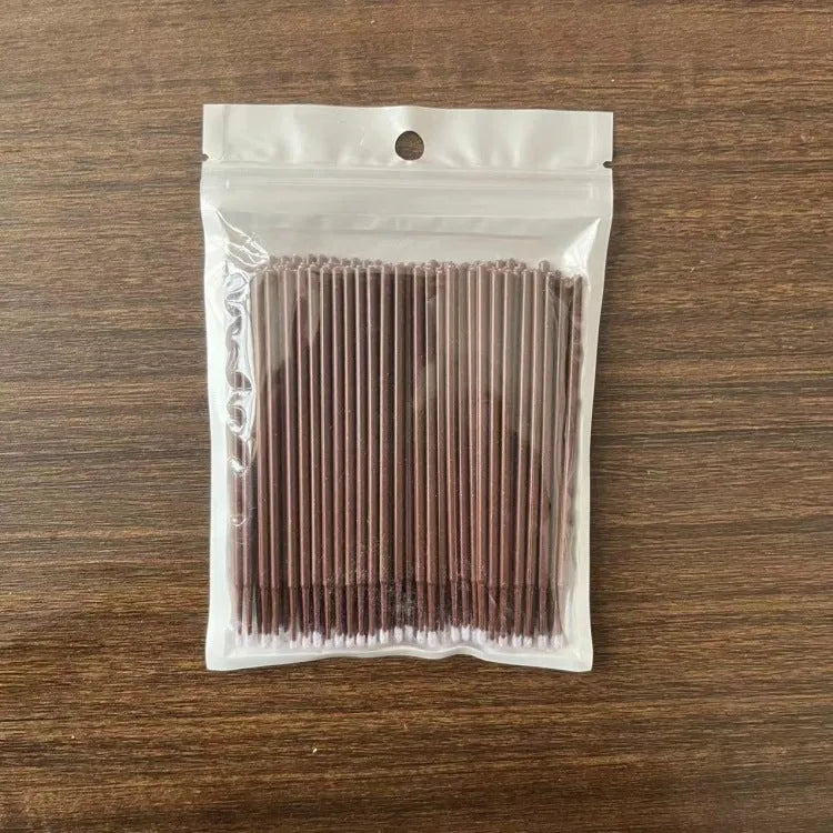 Disposable micro applicator brushes with colourful handles and bendable cotton swabs for makeup and eyelash extensions