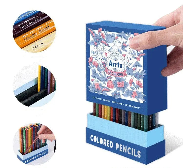 Boxed set of 72 or 126 basswood soft core coloured pencils for drawing and sketching.