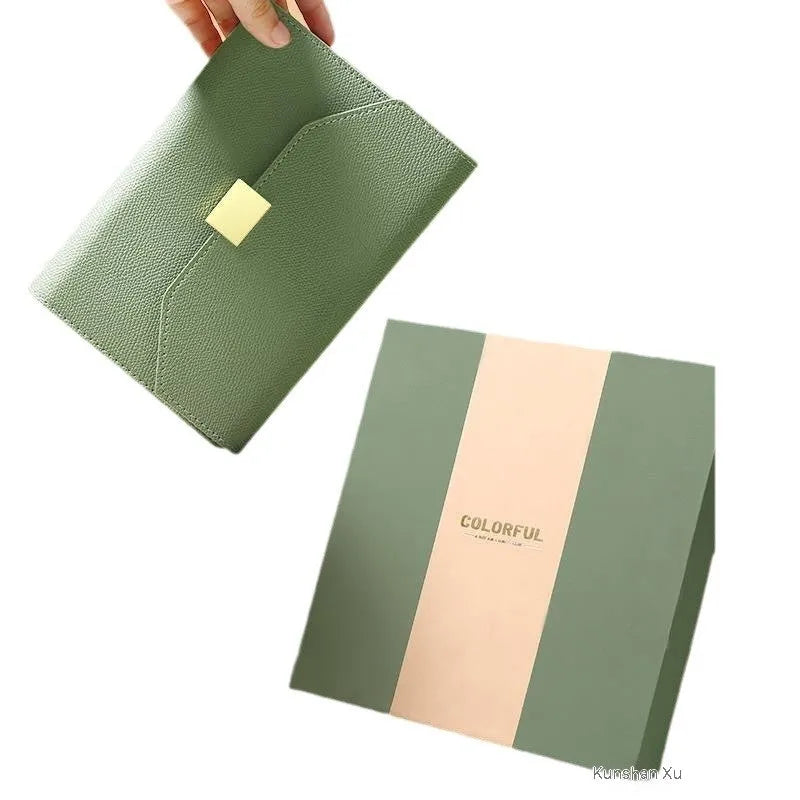 Business advanced loose leaf notebook in brown PU cover with gift box set