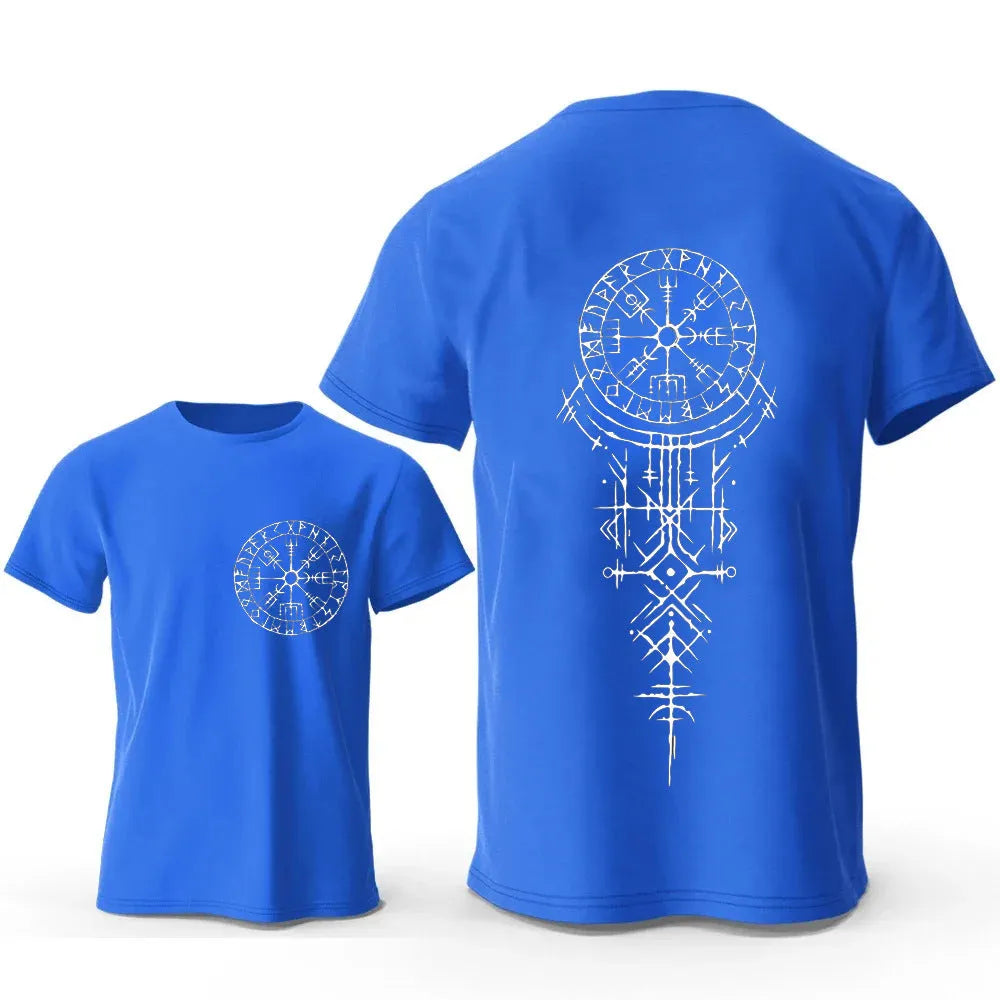 Men's Viking rune compass graphic cotton T-shirt in various colours and sizes