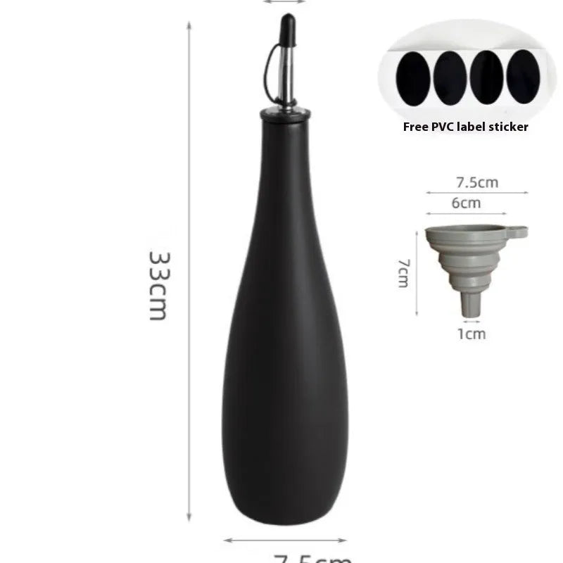 Ceramic oil pot with integrated brush and conical funnel design