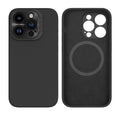 Liquid silicone magnetic phone case with bracket in black for iPhone