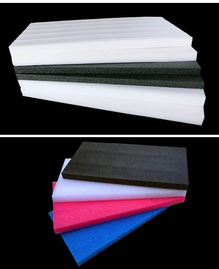 White EPE pearl cotton foam board showing its large 2 metre by 1 metre dimensions and 10mm thickness
