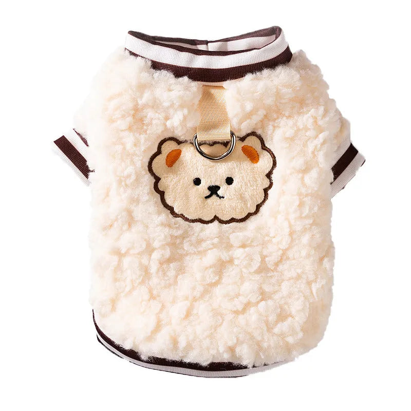 Soft fleece dog hoodie in animal pattern for autumn winter warm wear with pullover design