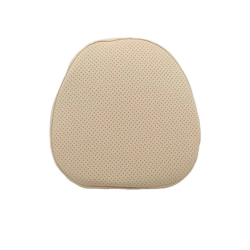 Volvo car headrest neck pillow and lumbar support cushion set in brown colour with synthetic fibre filling