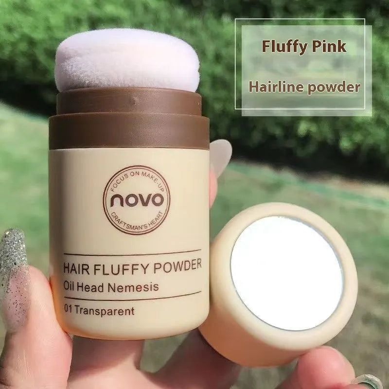 Mattifying face powder container showing natural transparent and brown shade options for oil control